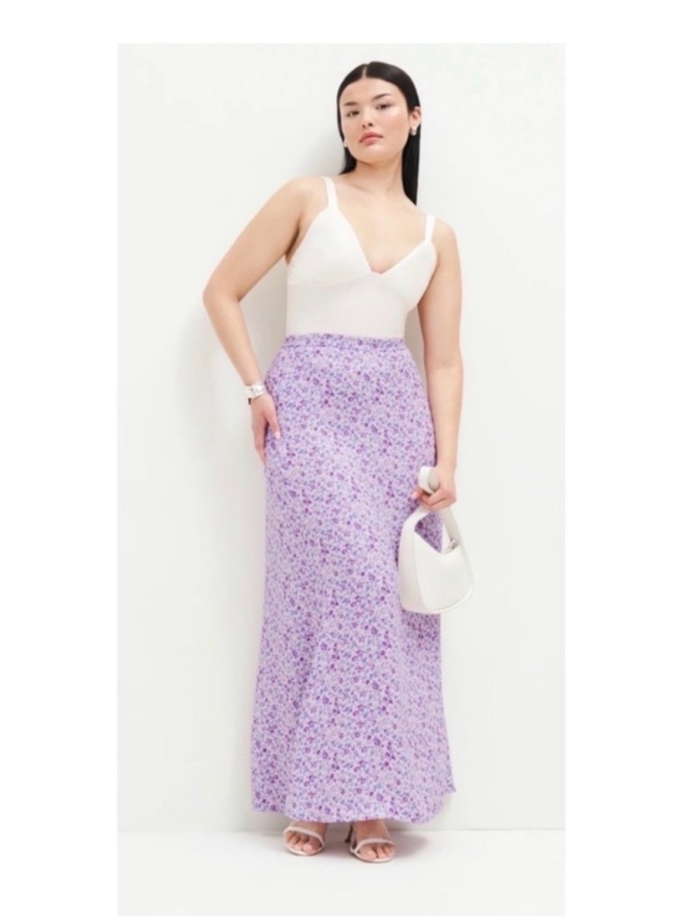 Reformation Bea Maxi Skirt in Muse Lilac Floral